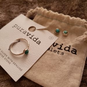 Pura Vida Turquoise Ring and Earring Set